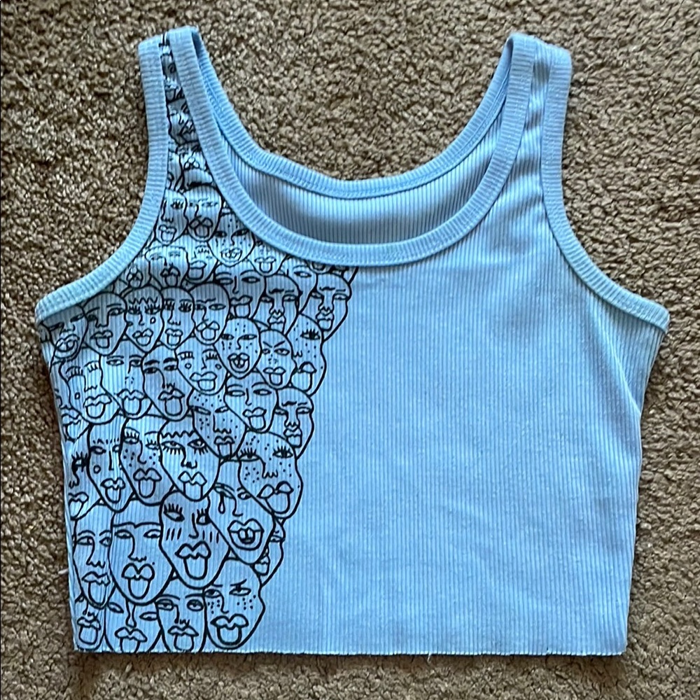 Blue Graphic Crop Top